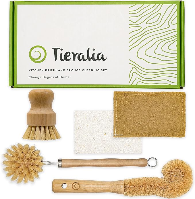 Tieralia 5-Piece Eco-Friendly Bamboo Dish Brush Set