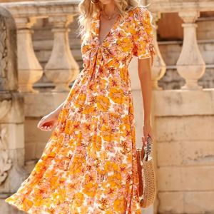 BTFBM Deep V-Neck Maxi Dress