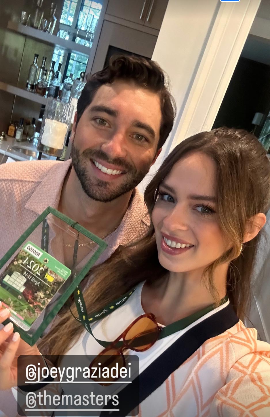 Bachelors Joey Graziadei and Kelsey Anderson enjoy their date at the Masters