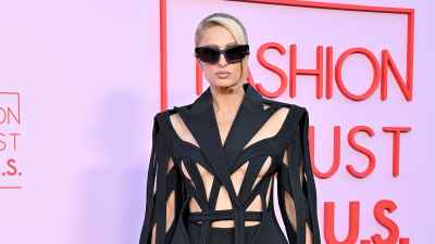 Feature Paris Hilton Wears Artful Deconstructed Blazer Dress at the Fashion Trust Awards