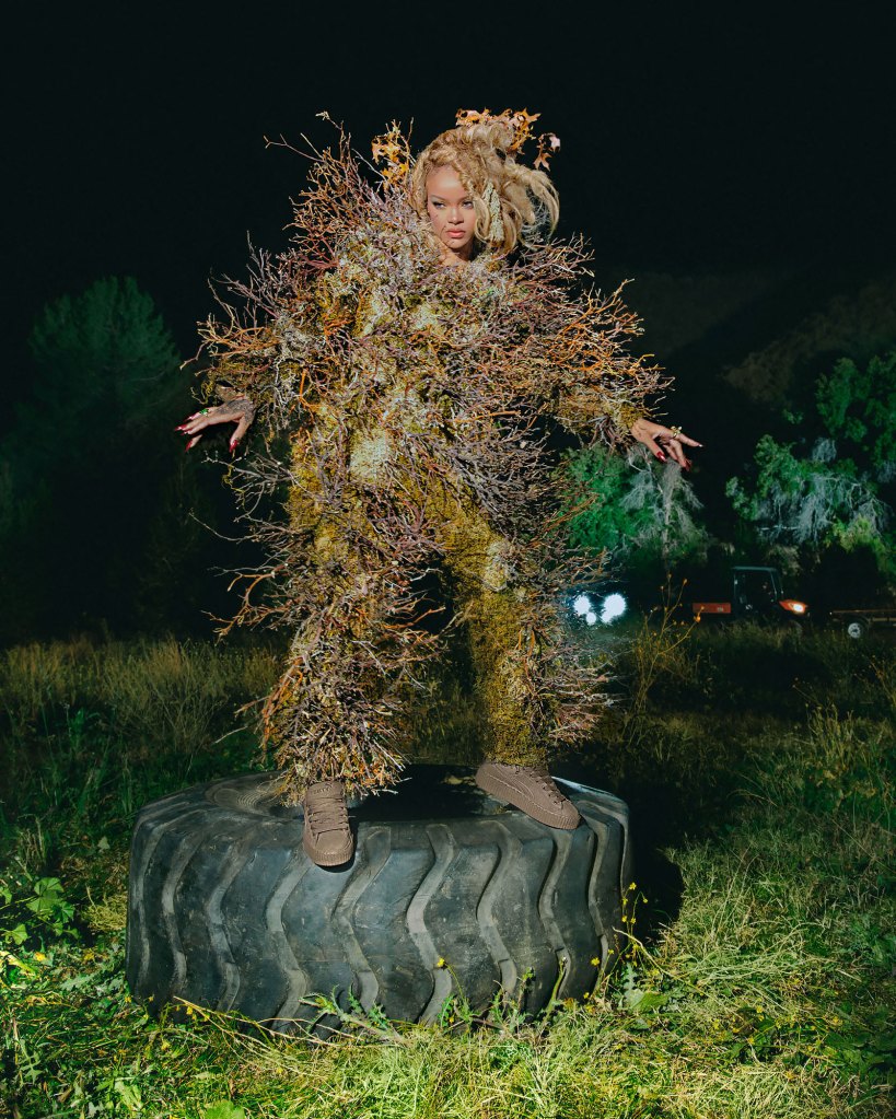 Feature Rihanna Transforms Into a Full Body Tree in Over-the-Top Fenty X Puma Campaign