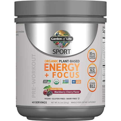 Garden of Life Sport Organic Plant-Based Energy + Focus Vegan Clean Pre Workout Powder