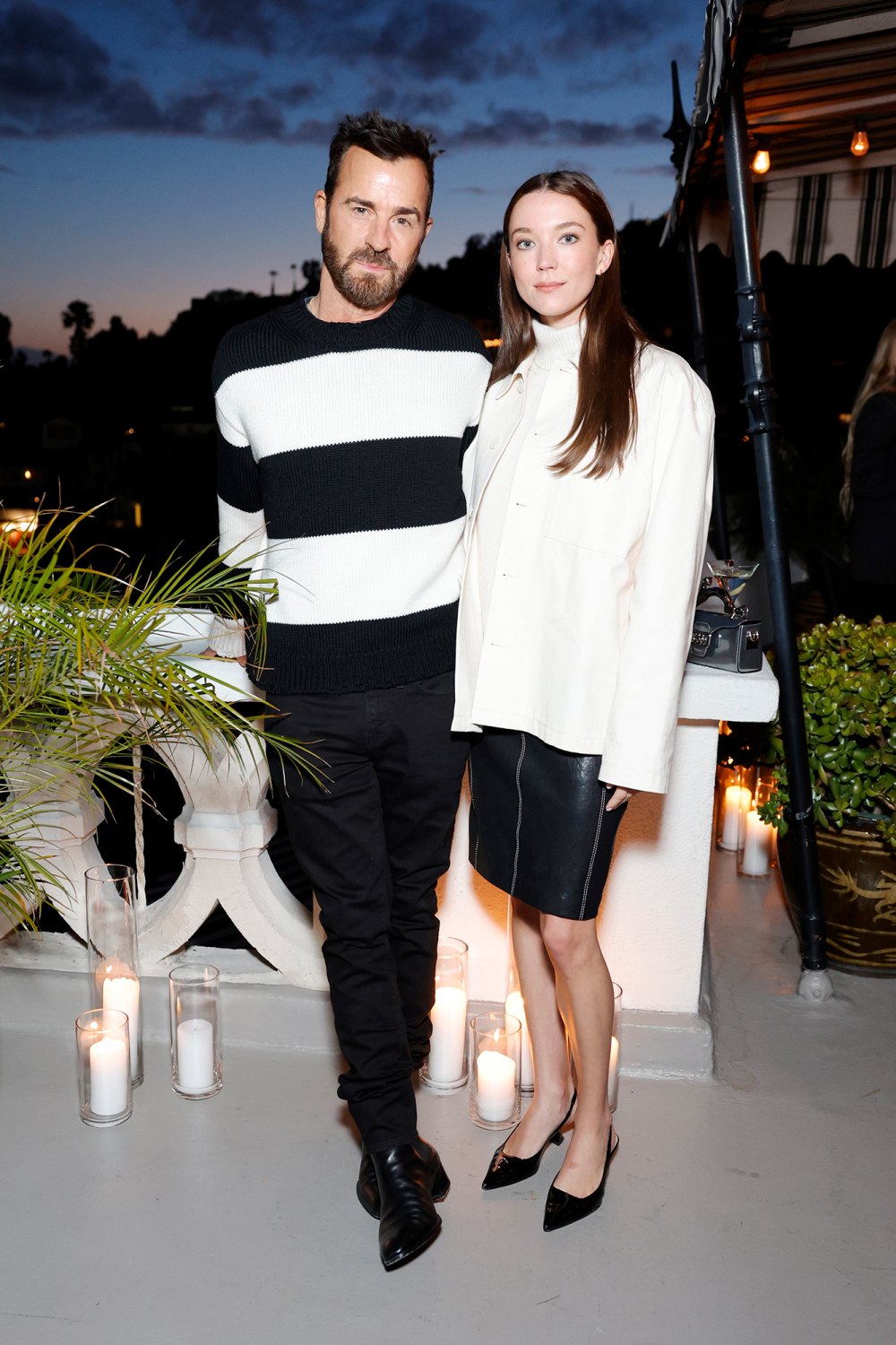 Justin Theroux and Girlfriend Nicole Brydon Bloom Wear Monochrome Outfits for Date Night in LA