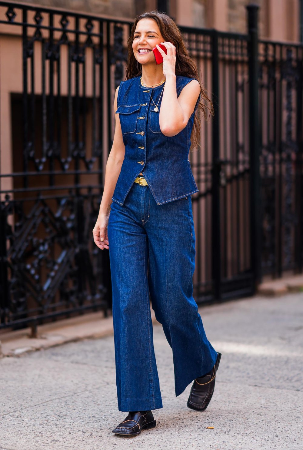 Katie Holmes Puts a Spring-Like Twist on the Traditional Canadian Tuxedo
