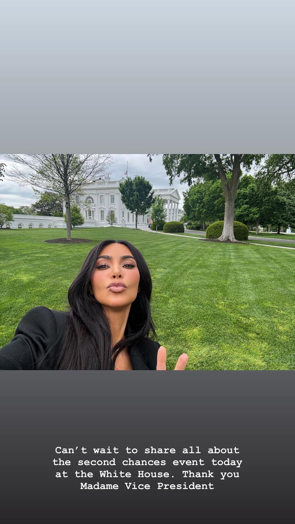 Kim Kardashian makes a duck face outside the White House after visiting Vice President 274