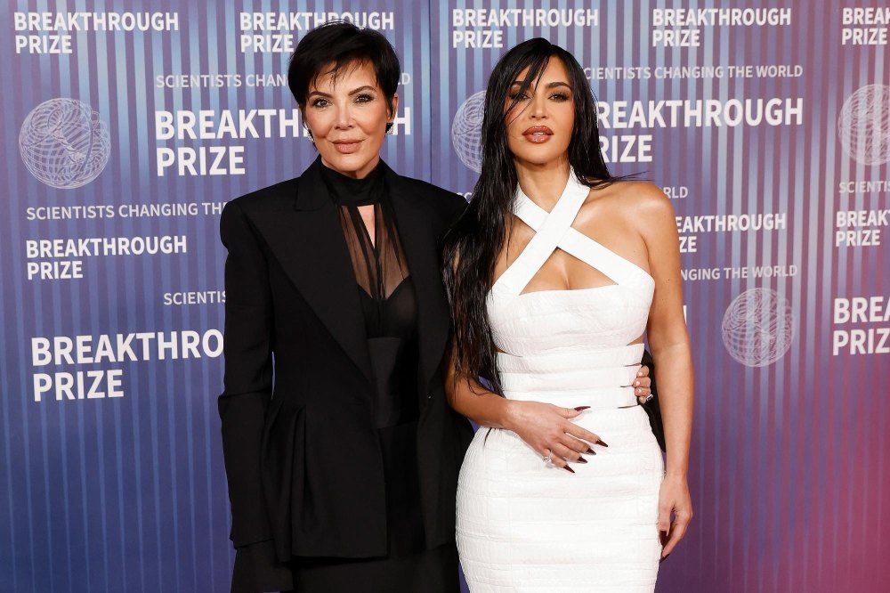 金·卡戴珊 (Kim Kardashian) 身穿全白造型亮相突破奖颁奖典礼