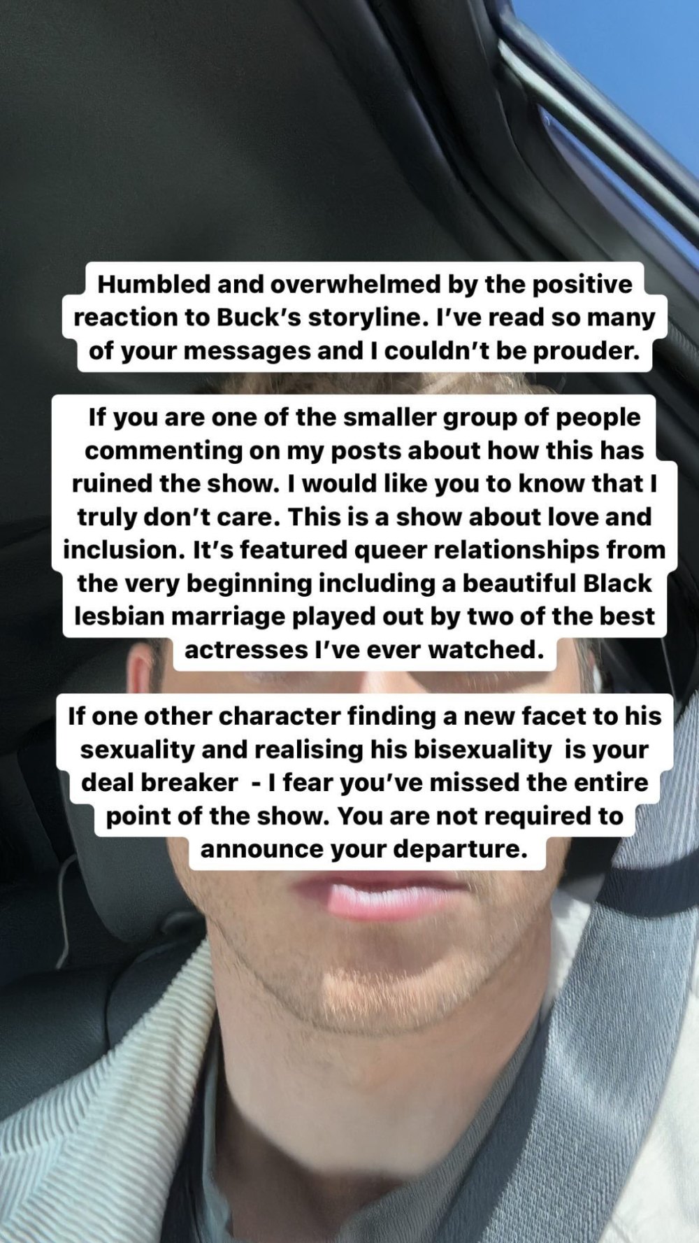 Oliver Stark's message via Instagram