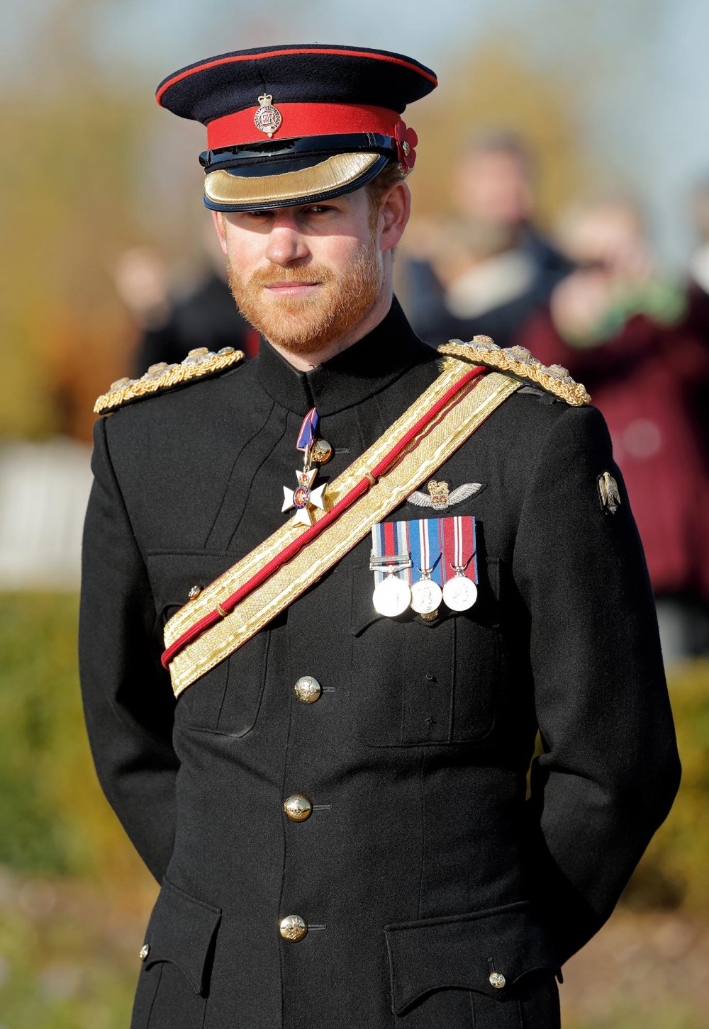 Prince Harry wears military medals during Members of the Year's 2nd Surprise Service appearance