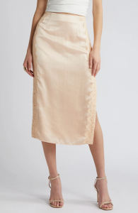 Open Edit Lace Panel Satin Skirt