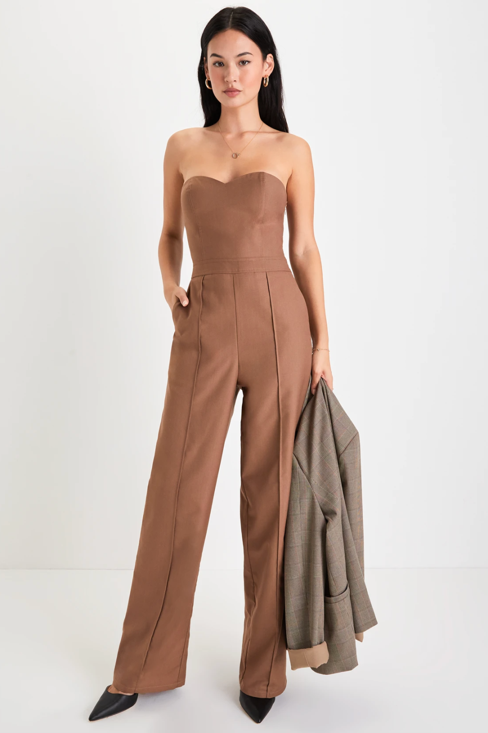 Lulus Superior Style Brown Strapless Wide Leg Jumpsuit, Fashion Finds
