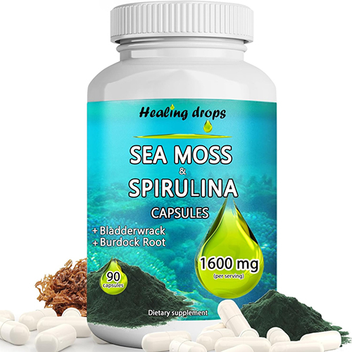Sea Moss Capsules with Spirulina Capsules and Bladderwrack & Burdock Root