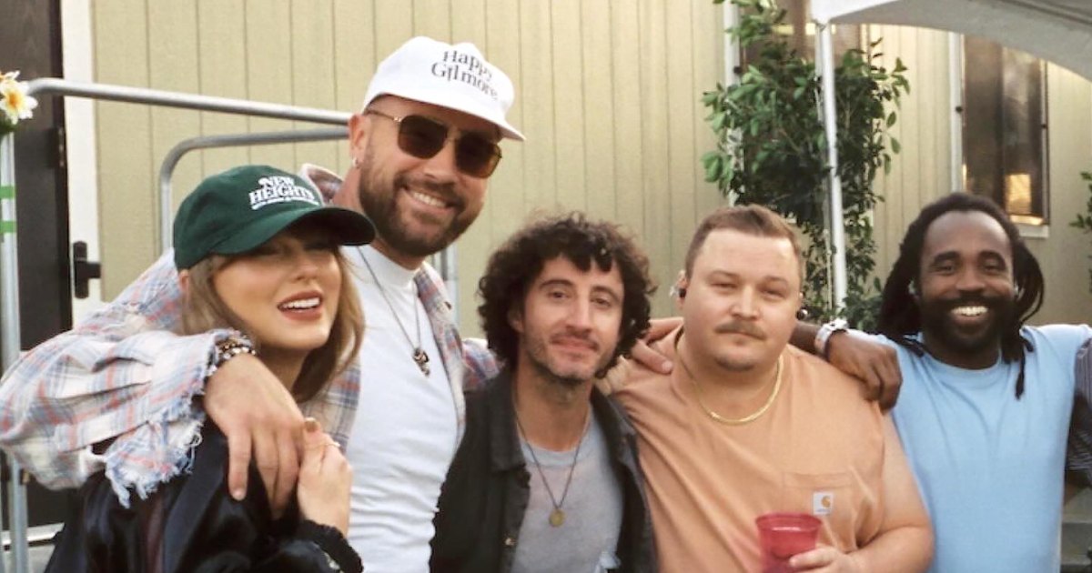 Taylor Swift, Travis Kelce Smile Backstage With Bleachers at Coachella