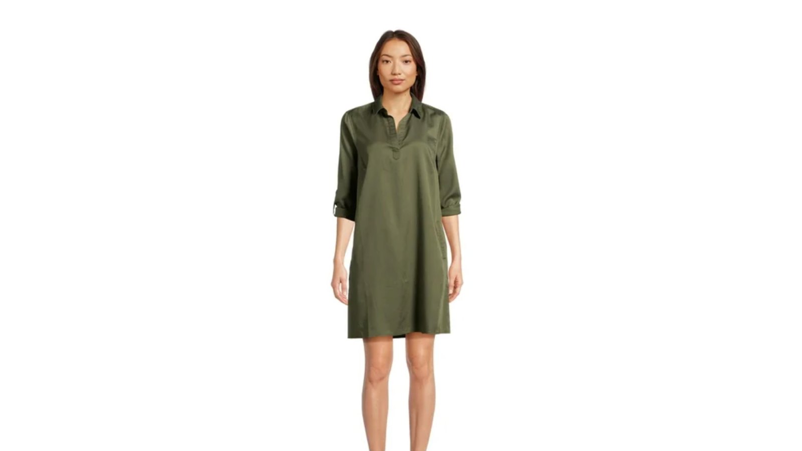 Time and Tru Women's Mini Shirt Dress with Sleeves