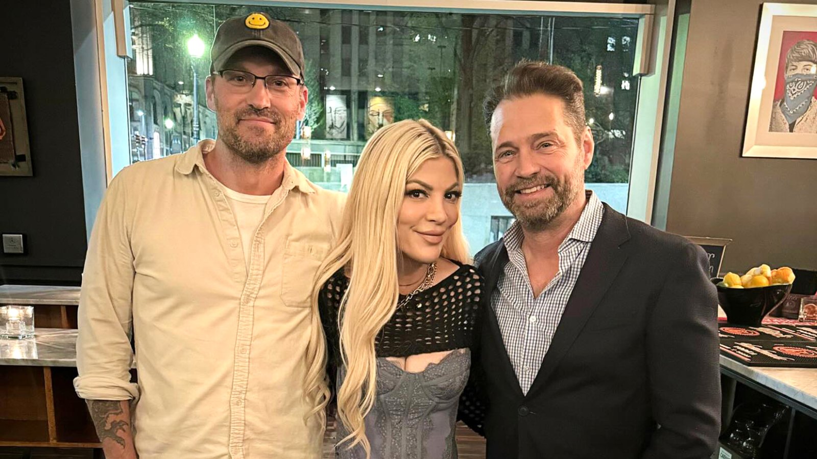 Tori Spelling Poses With Brian Austin Green and Jason Priestley: 'It's a Donna Sandwich'