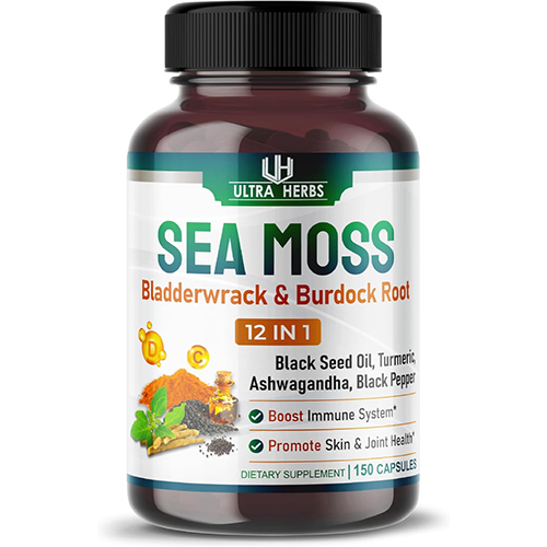 Ultra Herbs Organic Sea Moss Capsules with Black Seed Oil