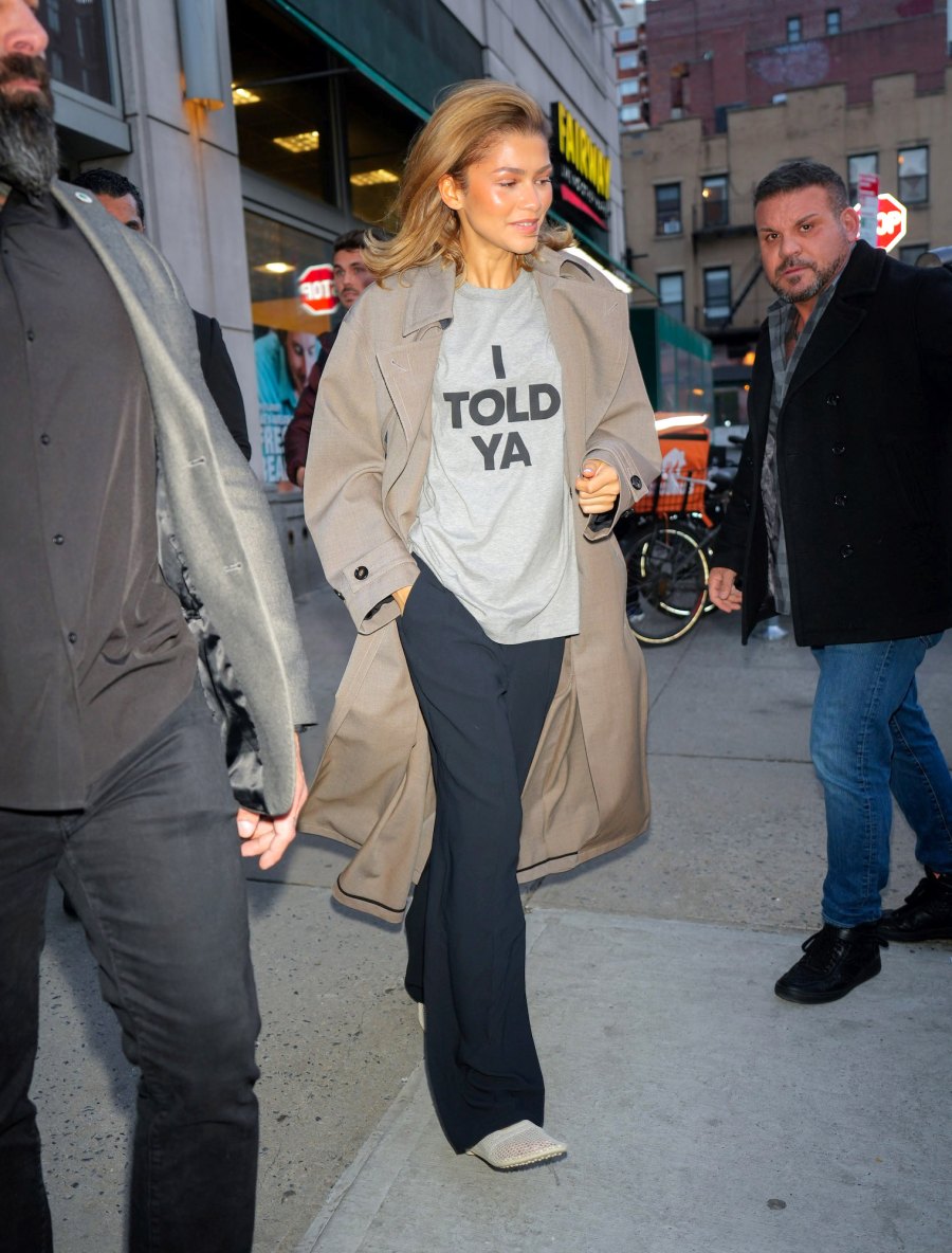 Zendaya Rewears I Told Ya T Shirt From Challengers While Out in NYC