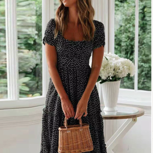 Dymade Boho Floral Midi Dress