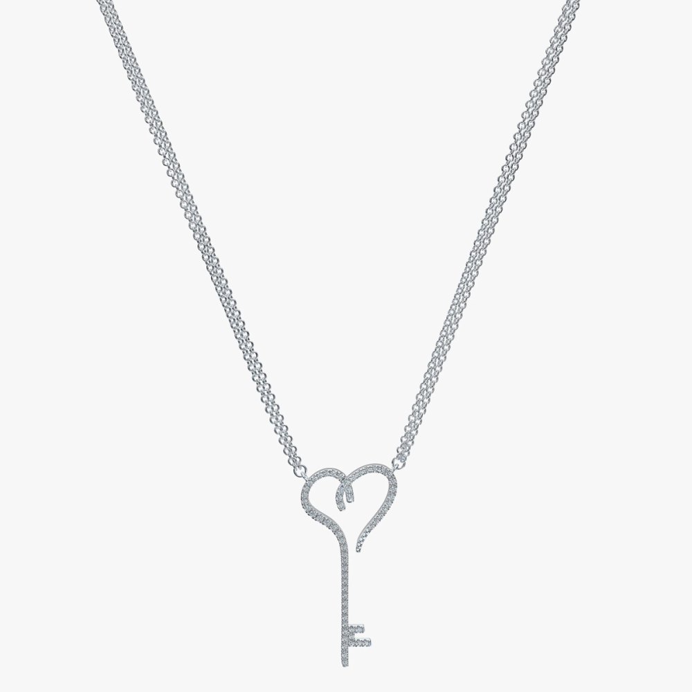 J’evar Heart Key Diamond Necklace