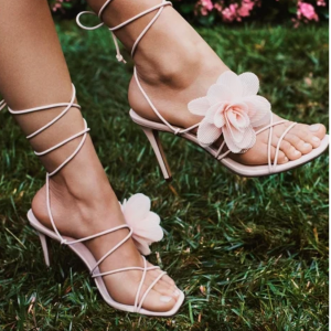 Scoop Stiletto Heel Sandals with Flower