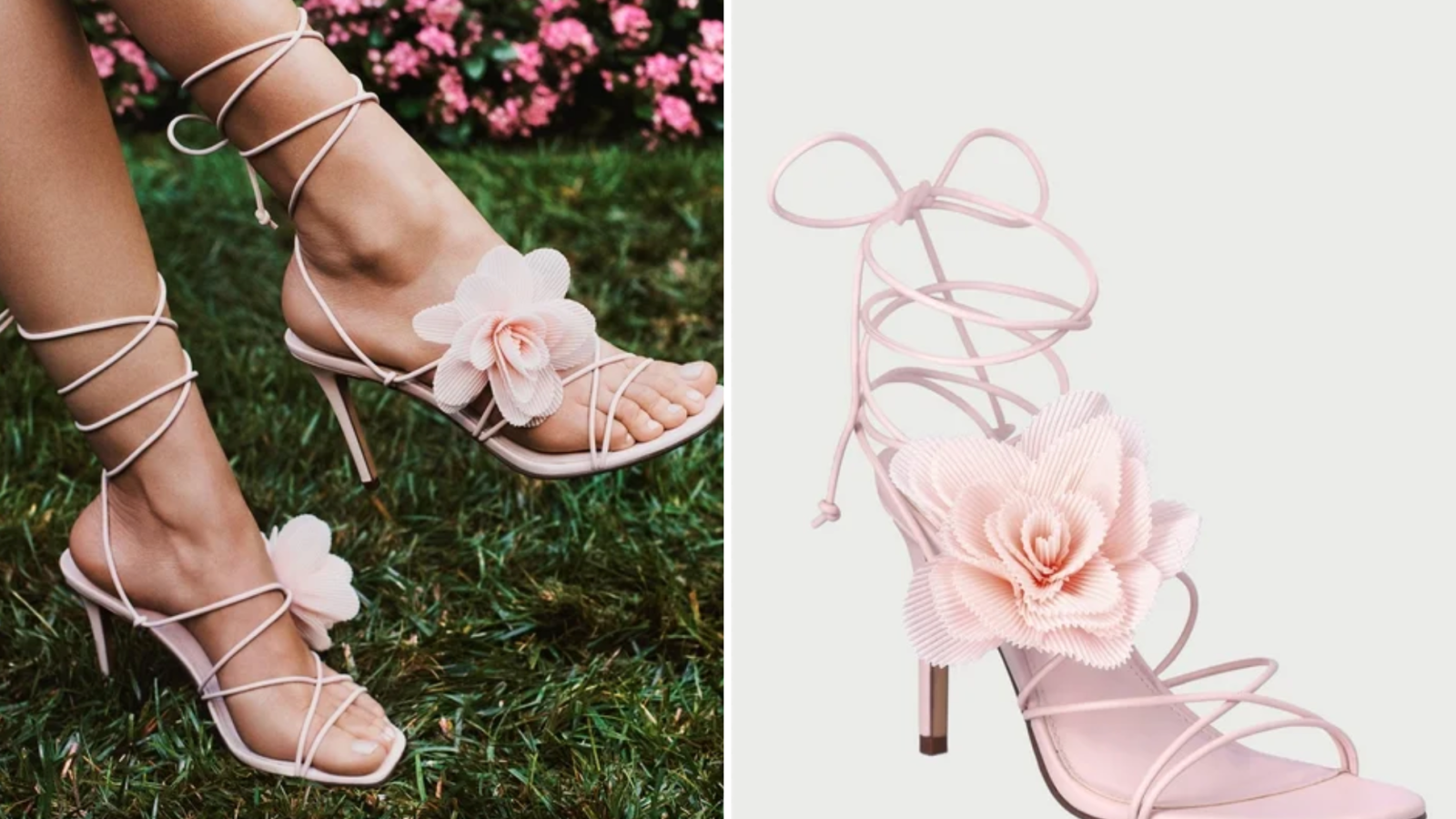 Scoop Stiletto Heel Sandals with Flower