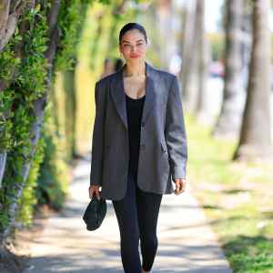 Shanina Shaik arriving at the CLD Pre-Coachella Festival House 2024 on April 9, 2024.
