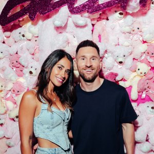 Antonella Ruccuzzo y Lionel Messi en la fiesta Bresh