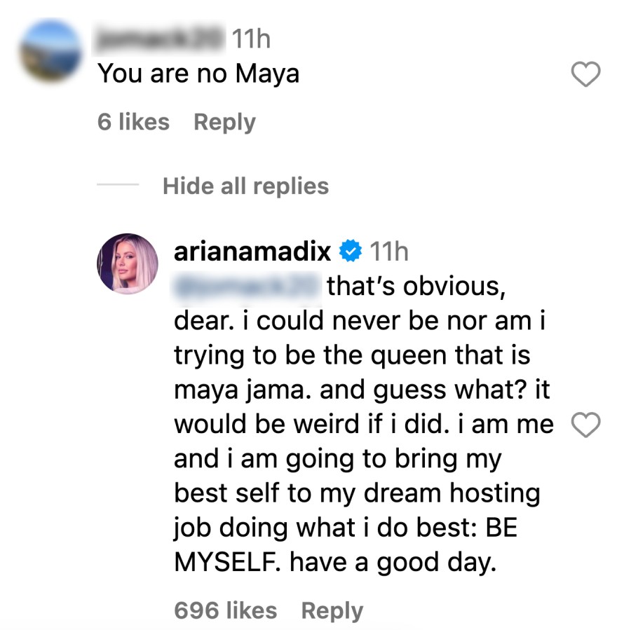 Ariana Madix Claps Back at 'Love Island' Fan Criticizing Her Hosting Gig