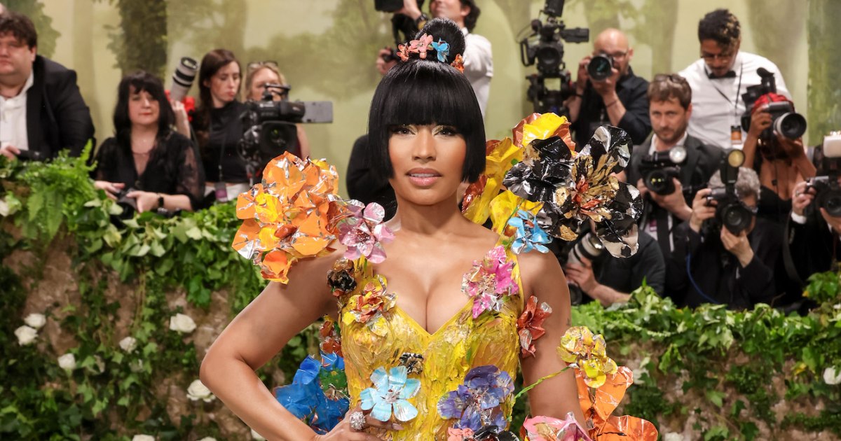 Nicki Minaj Wears Bright Yellow Floral Dress at 2024 Met Gala