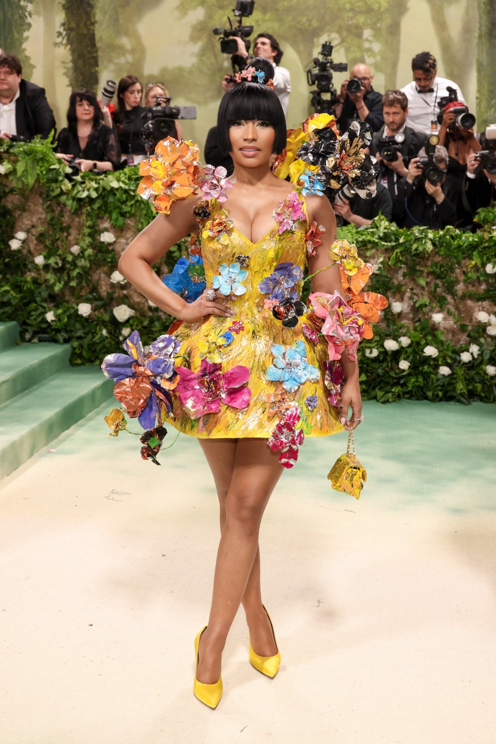 Nicki Minaj Wears Bright Yellow Floral Dress at 2024 Met Gala | Us Weekly