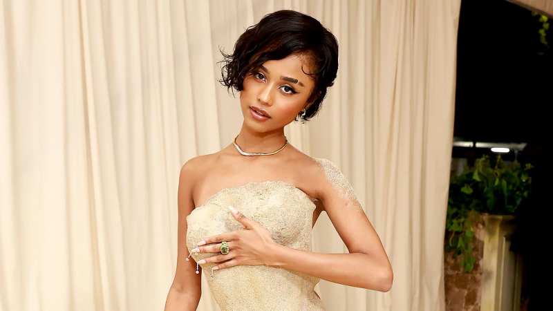 tyla cutting dress Tyla's 2024 Met Gala 'Sand Dress' Gets Cut Off at Bottom
