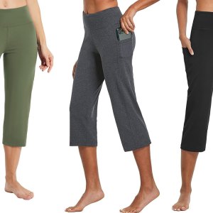 Baleaf Wide Leg Capris Yoga Pants with Pockets Amazon