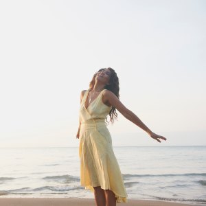Woman standing on beach