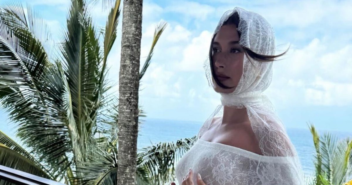 Pregnant Hailey Bieber Cradles Baby Bump in New Photo From Maternity Shoot Pregnant Hailey Bieber Cradles Baby Bump in New Photo From Maternity Shoot