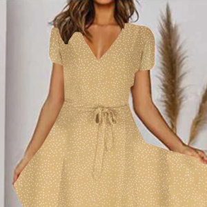 Floleo V-Neck Polka Dot Print Dress