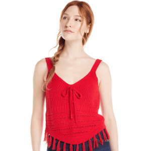 No Boundaries Sweater Tank Top with Fringe