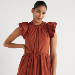 Scoop Flutter Sleeve Swing Dress