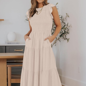 Zesica Smocked Tiered Midi Dress