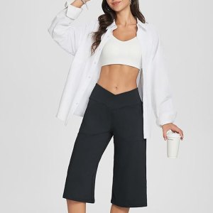 Baleaf Wide Leg High Waist Yoga Capri Pants Amazon