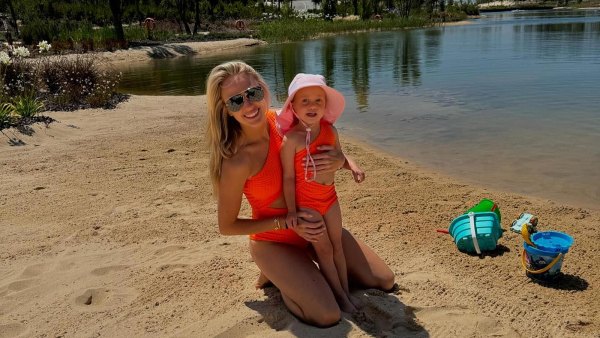 Brittany Mahomes and Daughter Sterling Match in Neon Swimsuits on Vacation