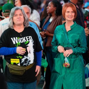 Rosie ODonnell and Cynthia Nixon Spotted Filming And Just Like That in Times Square