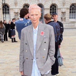 Tilda Swinton Pairs Bear Claw Loafers With an Oversized Suit