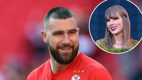 Travis Kelce Reacts to Podcast Hosts Role Playing His Post Softball Game Convo With Taylor Swift
