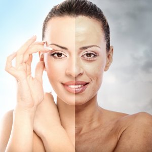 Split image of young woman.