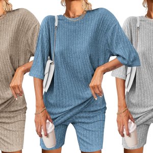 Ekouaer 2-Piece Ribbed Knit Loungewear Set Amazon