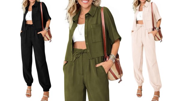 Btfbm 2-Piece Button Down Shirt Long Pant Matching Set Amazon