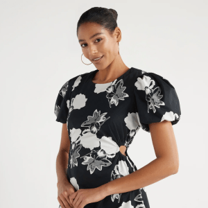 Scoop Cutout Poplin Dress