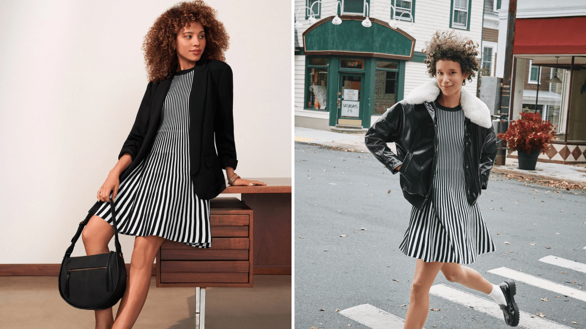 Scoop Striped Mini Sweater Dress