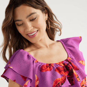 Sofia Jeans Double Ruffle Convertible Neck Dress