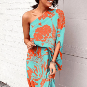 TMOYZQ One Shoulder Maxi Dress