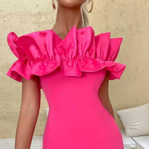 Wdirara Ruffle Trim Party Dress